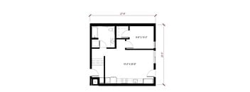 A black and white image of a floor plan for a room.