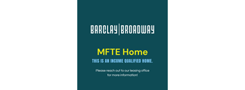 a mite home advertisement with a blue background and yellow letters