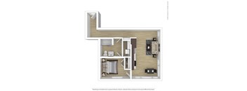 a typical floorplan of a 1 bedroom apartment