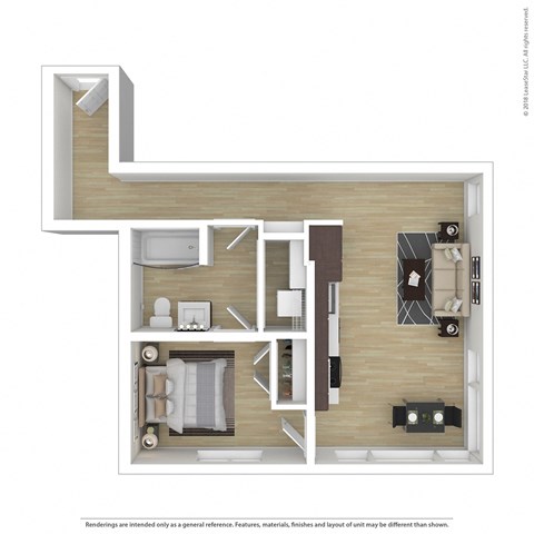 a typical floorplan of a 1 bedroom apartment