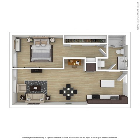a typical floor plan of a 1 bedroom apartment