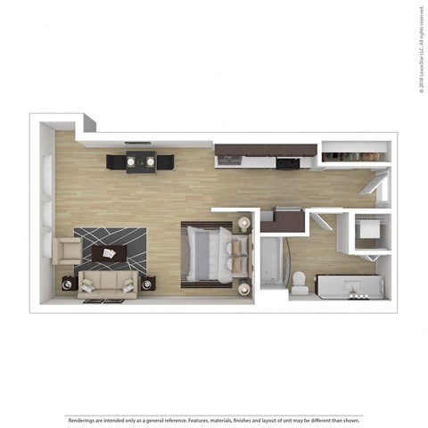 a typical floor plan of a 1 bedroom apartment