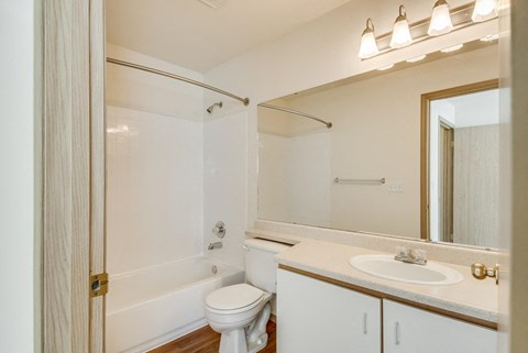 a bathroom with a sink toilet and a mirror