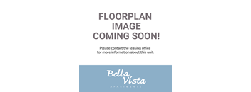 A sign indicating that a floor plan image is coming soon and to contact the leasing office for more information.