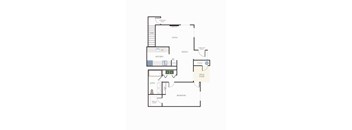 A floor plan of a house with a living room, dining room, kitchen, bathroom, and bedroom.