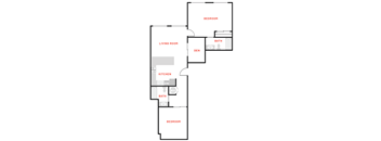 a floor plan of a house with a bedroom and a living room