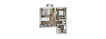 a 2 bedroom floor plan with a bedroom and a bathroom