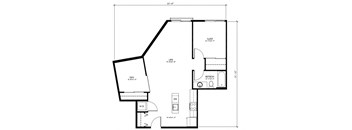 A black and white floor plan of a house with labeled rooms.