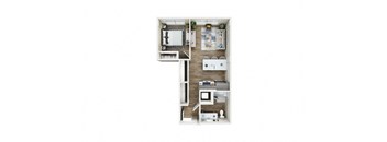 a floor plan of a 1 bedroom floor plan with a bathroom and a living room