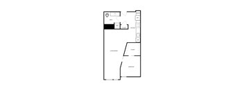 a floor plan of a house with a bedroom and a living room
