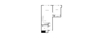 a floor plan of a 1 bedroom floor plan