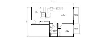 A floor plan of a house with labeled rooms such as bedroom, bathroom, and living room.