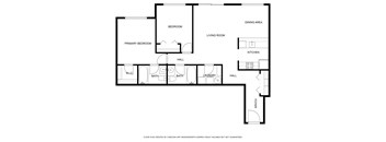 A floor plan of a house with a living room, dining area, kitchen, and multiple bathrooms.