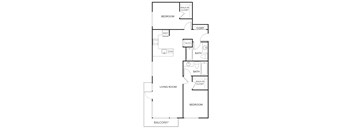 a floor plan of a house with a bedroom and a living room