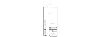a floor plan of a small house with a bedroom and a living room