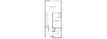 a floor plan of a small house with a bedroom and a living room