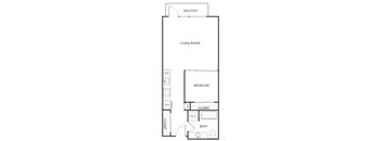 a floor plan of a small house with a bedroom and a living room