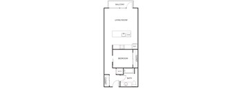 a floor plan of a house with a bedroom and a living room