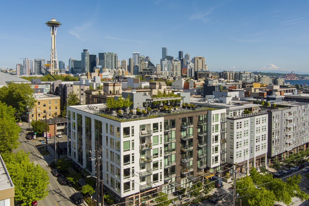 a view of seattle with the space needle in the background