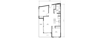 A floor plan of a house with labeled rooms such as sleep, live, and refresh.