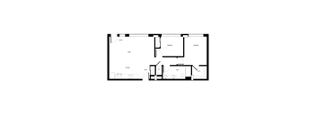 A black and white floor plan of a house with two bedrooms, a living room, a kitchen, a bathroom, and a W.I.C.