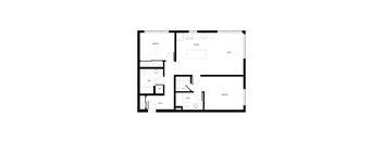 A black and white floor plan of a house with two bedrooms, a living room, a kitchen, a bathroom, a W.I.C, an entry, a sink, and a toilet.