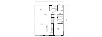 A floor plan of a house with labeled rooms and dimensions.