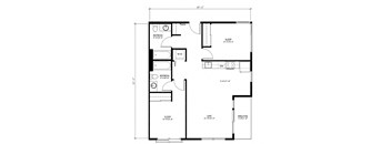 A black and white floor plan of a house with labeled rooms.