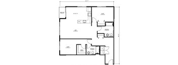 A floor plan of a house with labeled rooms such as bedrooms, bathrooms, and a living area.