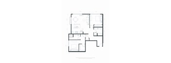 A floor plan of a house with rooms labeled, such as "Kitchen" and "Bathroom."