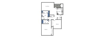 a floor plan of a house with a bedroom and a living room