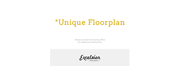 A slide with a unique floorplan for Excelsior Apartments.