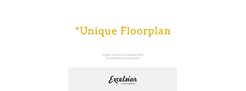 A slide with a unique floorplan for Excelsior Apartments.