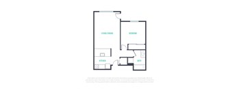 a floor plan of a 1 bedroom apartment