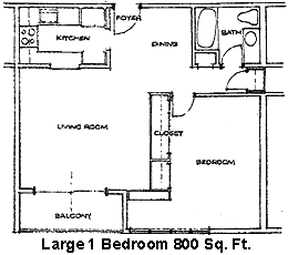 Woodland Estates Deluxe 1-Bedroom Floor Plan
