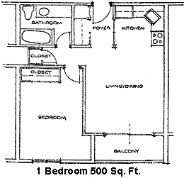 Woodland Estates 1-Bedroom Floor Plan