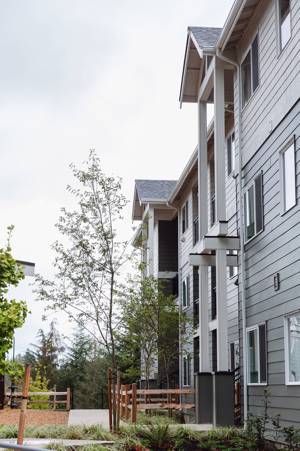 a row of houses on the side of a street