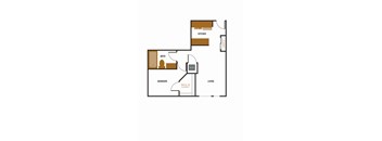 a floor plan of a house with a bedroom and a living room