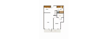 a floor plan of a house with an open floor plan with a bedroom and a