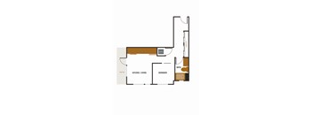 a floor plan of a house with a bedroom and a living room