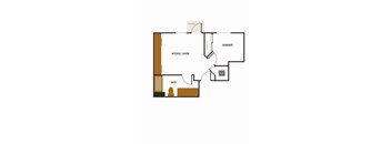 a floor plan of an apartment with a bedroom and a living room