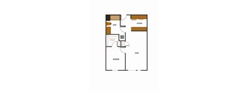 a floor plan of an apartment with a bedroom and a living room
