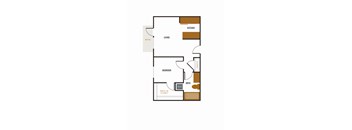 a floor plan of an apartment with a bedroom and a living room