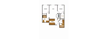 a floor plan of an apartment with a bedroom and a living room