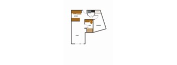 a floor plan of an apartment with a bedroom and a living room