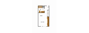 a floor plan of a house with a bedroom and a living room