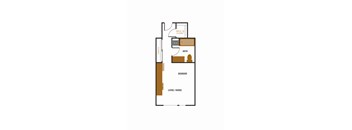 a floor plan of a house with a bedroom and a living room