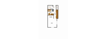 a floor plan of a house with a bedroom and a living room