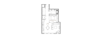 a floor plan of a home with a bedroom and a living room