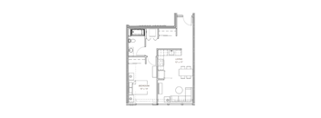 bedroom floor plan of a 1100 sq ft roommates apartment